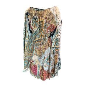 Umgee Cold Shoulder Earth Tones Crochet Sleeve Boho Top Size Medium